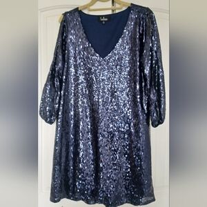 Lulu's Midnight Blue Sequin Mini Dress
